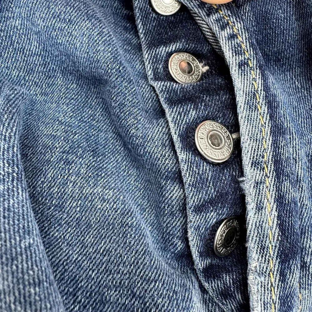 Levi's 501 Jeans Mens 32x34 Blue Denim Stretch Original Fit Straight Button Fly